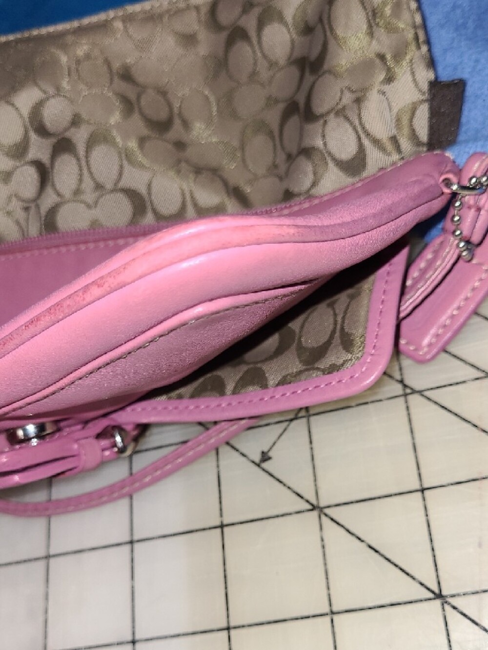Coach Pink Leather Wristlet with Front Buckle Pocket - Picture 10 of 11